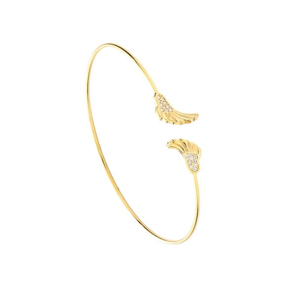 Tigerstars Gold CZ Embellished Angel Wing Tip Cuff Bracelet - Picture 1 of 1